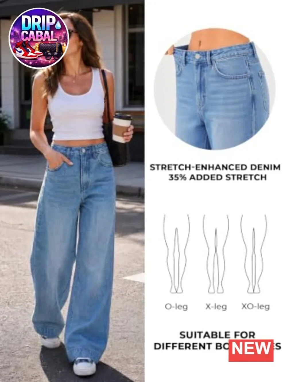 Wide Leg Distressed High Waist Stretchy Baggy Denim Jeans Women Y2K Pants